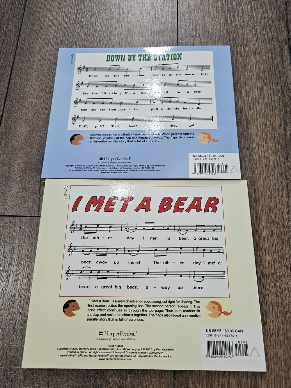 Lot of 2 You Sing, I Sing Books I Met a Bear and Down by the Station